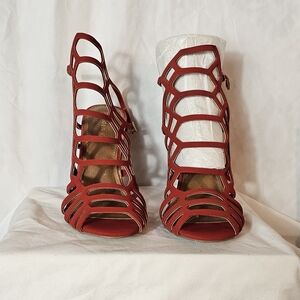 Madden Girl Red Strappy Cage High-Heel Sandals